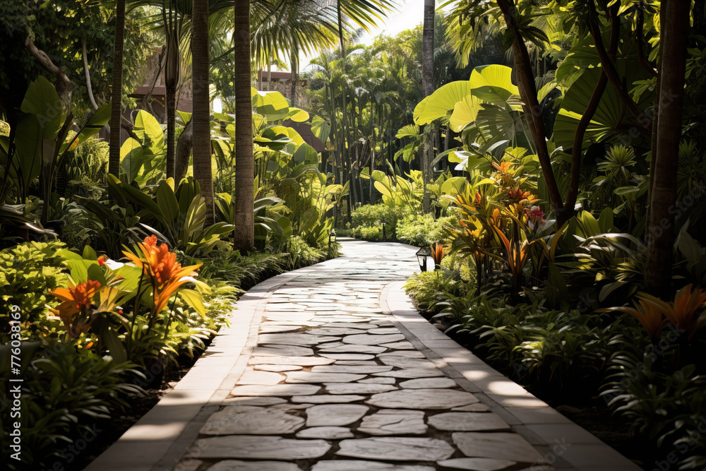 garden with flowers and plants.