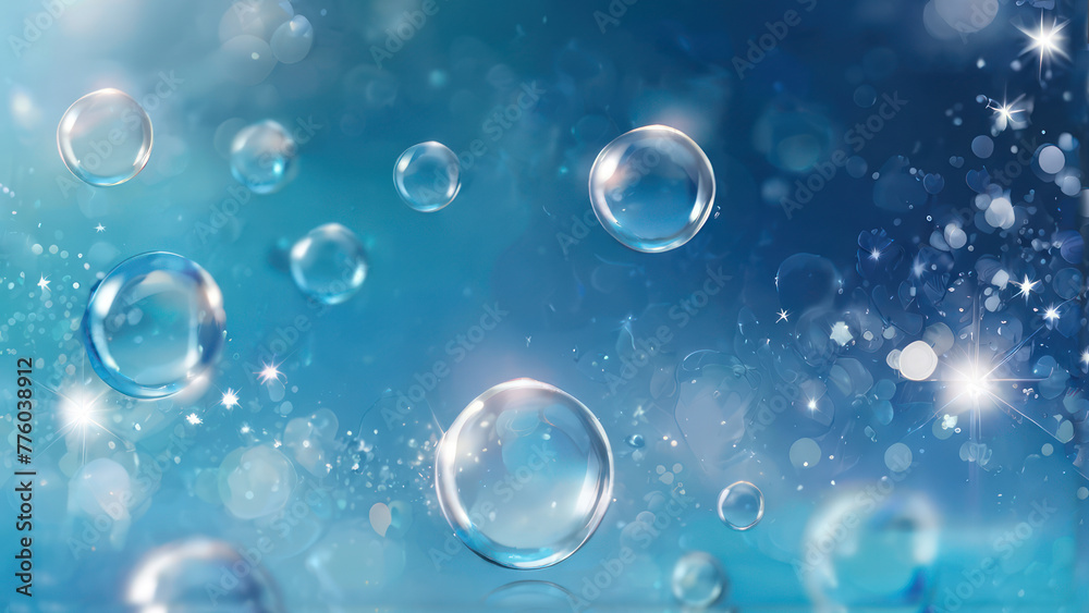 blue background with stars and bubbles