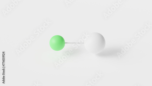 silver chloride molecule 3d, molecular structure, ball and stick model, structural chemical formula inorganic chemical compound