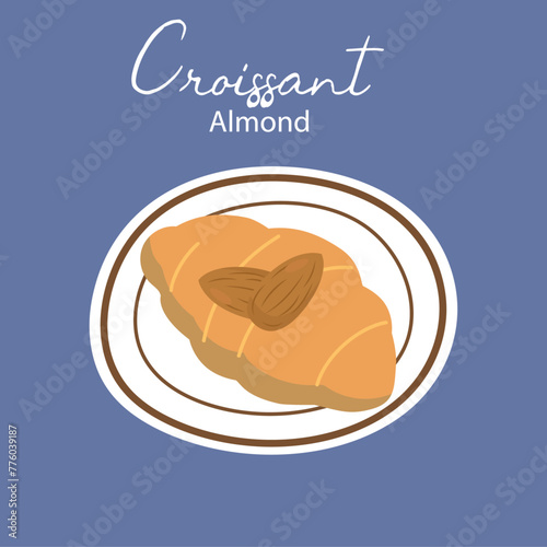 Flat Design Illustration With Croissant at Almond