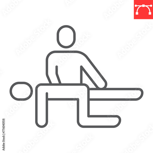 Physical therapy line icon, chiropractor and rehabilitation, physiotherapy vector icon, vector graphics, editable stroke outline sign, eps 10.