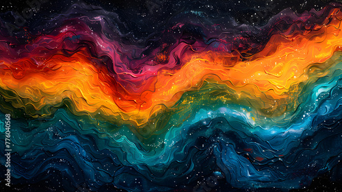 Abstract background with rainbow colors and beautiful wavy patterns.