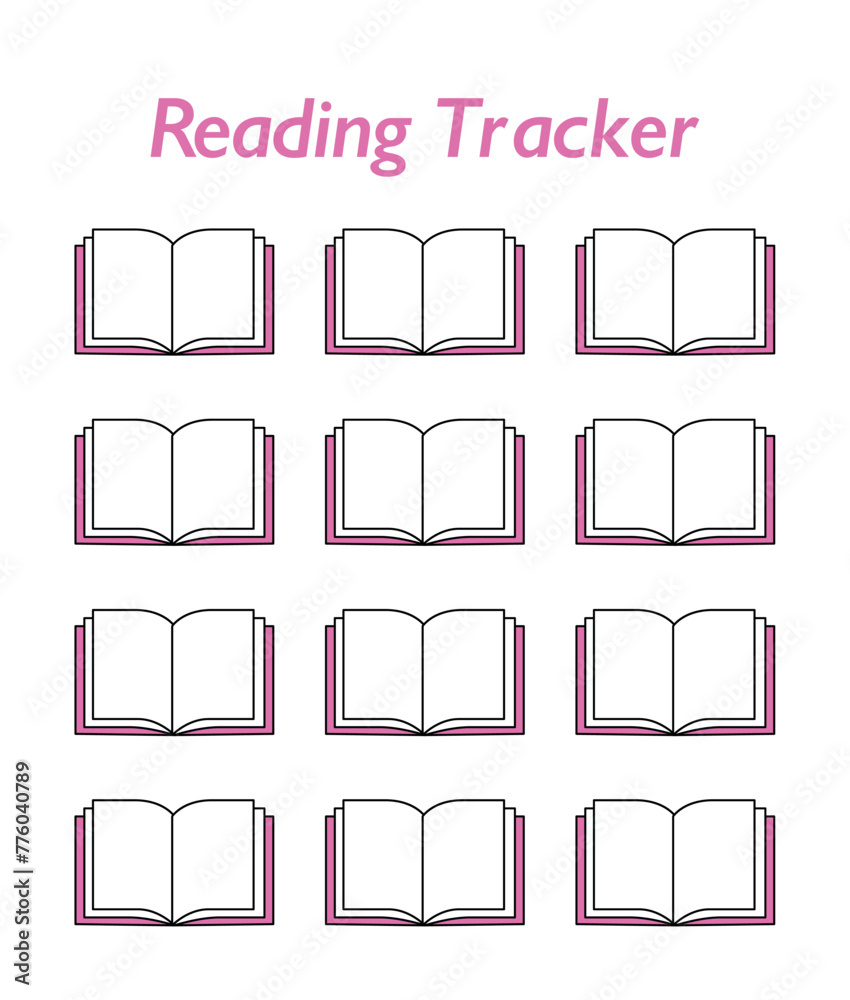 Book Reading Tracker. Planner. Vector graphics