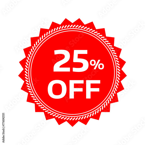 Special offer discount label with different sale percentage. 25 off with PNG background