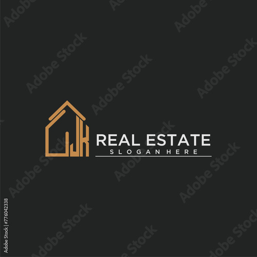 JK initial monogram logo for real estate design