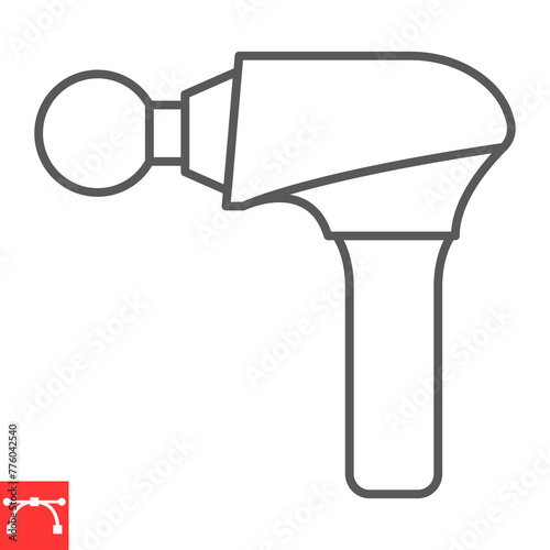 Massage gun line icon, chiropractor and physiotherapy, massage device vector icon, vector graphics, editable stroke outline sign, eps 10.