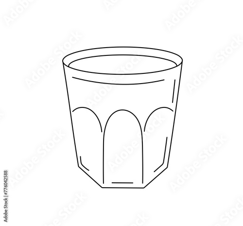 Vector isolated one single glass for whiskey colorless black and white contour line easy drawing
