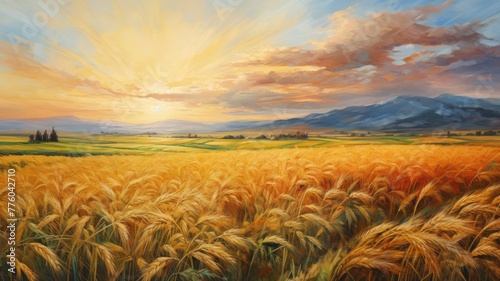 小麦畑の油絵_2