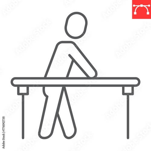 Rehabilitation line icon, chiropractor and physiotherapy, kinesiology rehab training vector icon, vector graphics, editable stroke outline sign, eps 10.