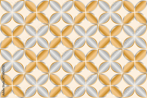 Seamless geometric gold and silver metallic vector pattern