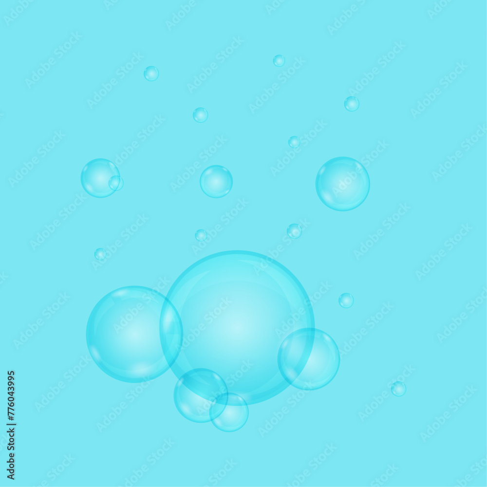 Water drops isolated on blue background.