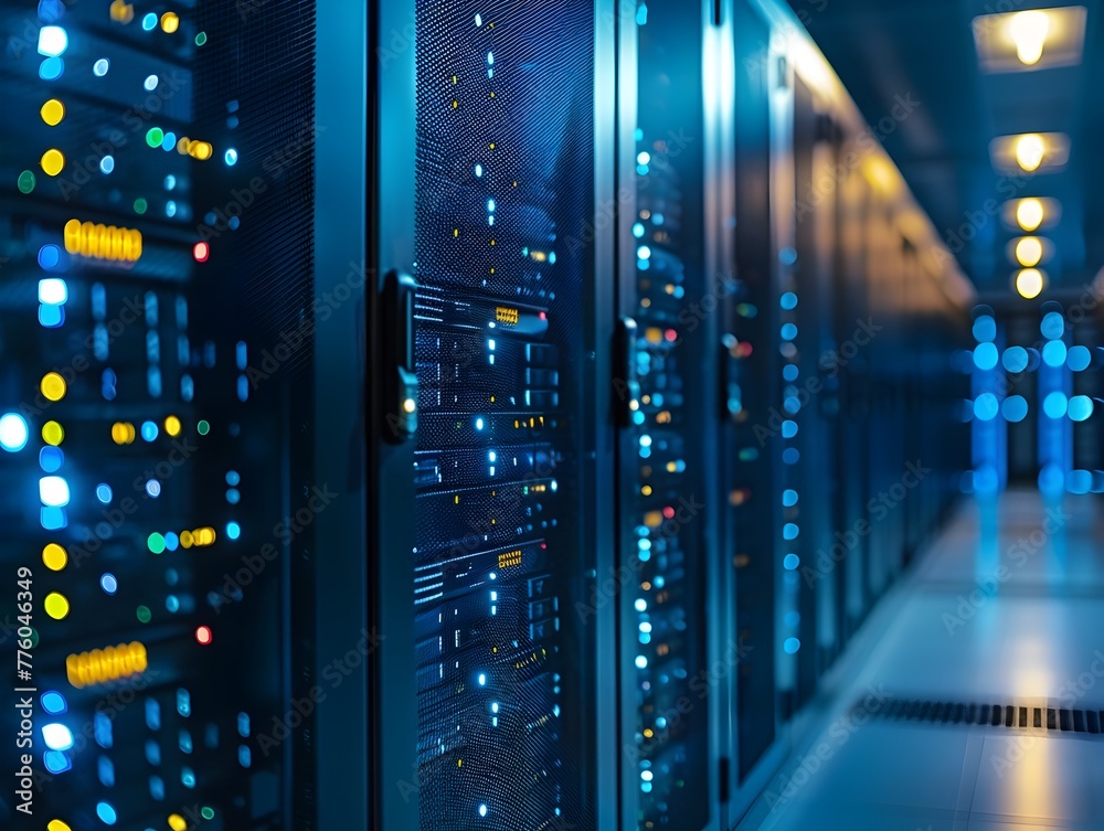 Close up of a Server Rack in a Data Center the Physical Infrastructure of the Cloud Copy Space Close up of a Server Rack in a Data Center the Physical Infrastructure of the Cloud Copy Space