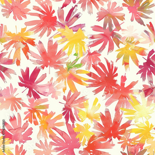Watercolor Flowers Floral Seamless Pattern Tile
