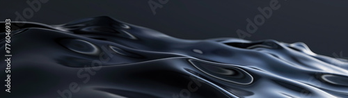 Extra dark abstract background banner made of dark wavy liquid.