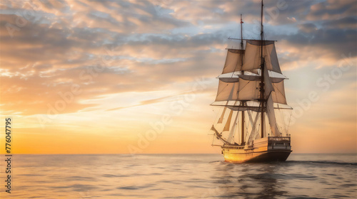 sailing ship in the sunset © Syukra