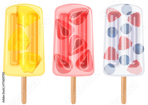 Pineapple, Strawberry & Berries Popsicles