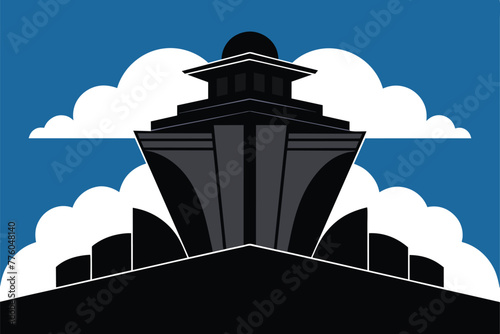 Solid black architected and sky background