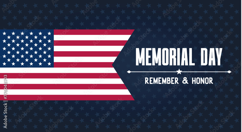 dark memorial day banner with stars pattern  poster american flag