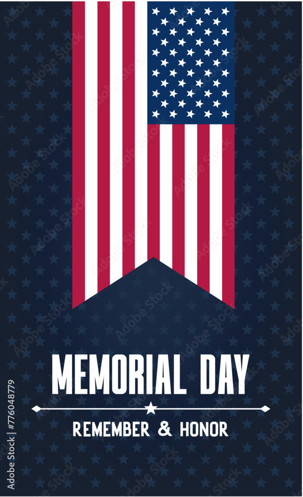 dark memorial day banner with stars pattern  poster american flag