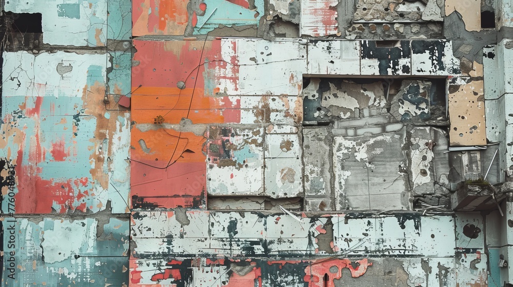 Fototapeta premium Hints of color from forgotten artwork AI generated illustration