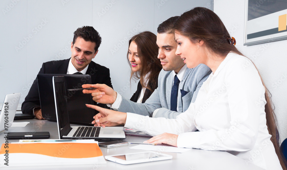 Meeting of clerks in conference room Meeting of clerks in conference room