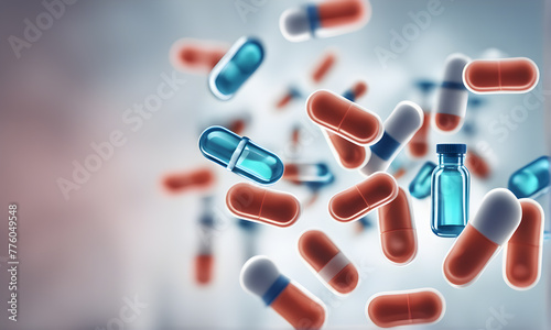 Abstract blur backdrop of medicine-related items