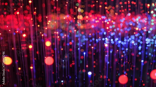 LED lights casting a colorful glow on a network of o AI generated illustration