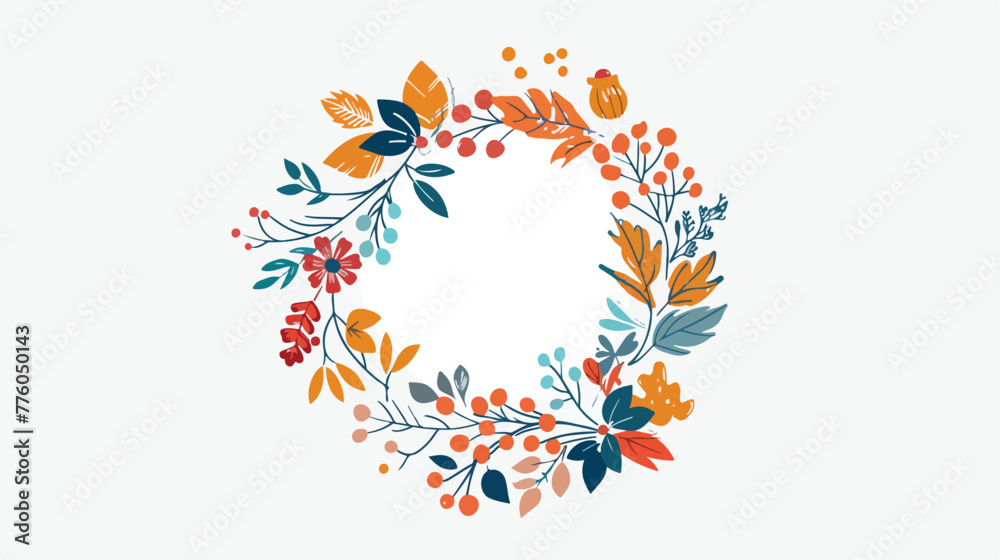 Wreath. Hand drawn decorative floral element. doodl