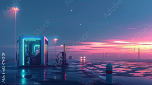 Modern transportation plugged in for energy refill AI generated illustration