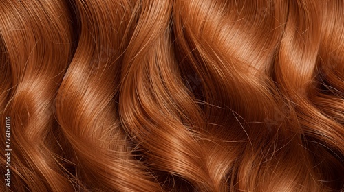 A shiny chestnut wig with curly texture