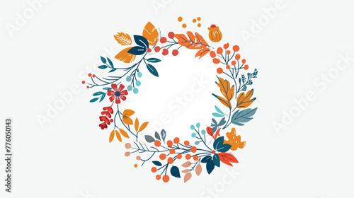 Wreath. Hand drawn decorative floral element. doodl