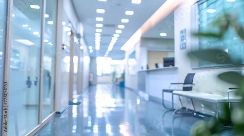 Modern medical facility featuring blurred architectu AI generated illustration photo