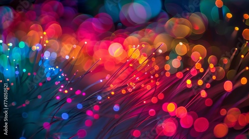 Optical fibers intertwined in a symphony of bold col  AI generated illustration
