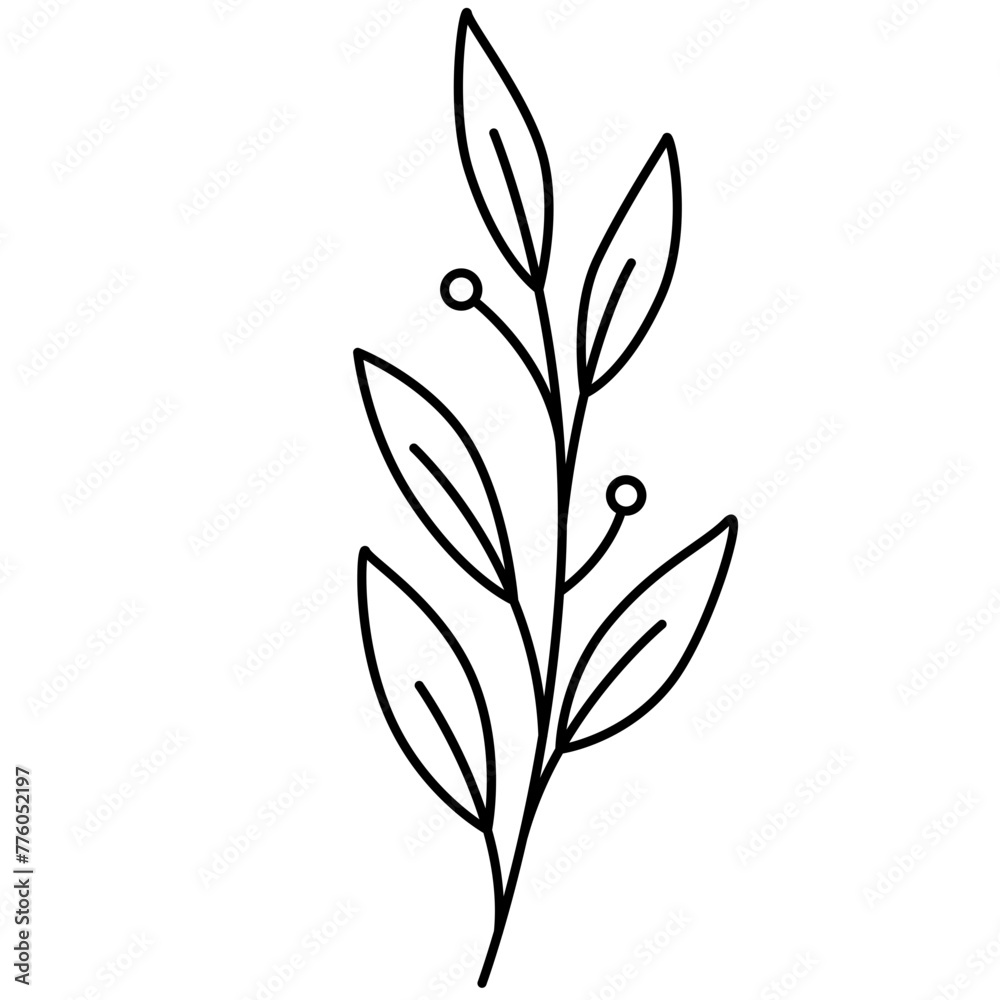 Wildflower Line Art Vector Illustration