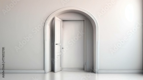 Open Door in White Room With White Wall