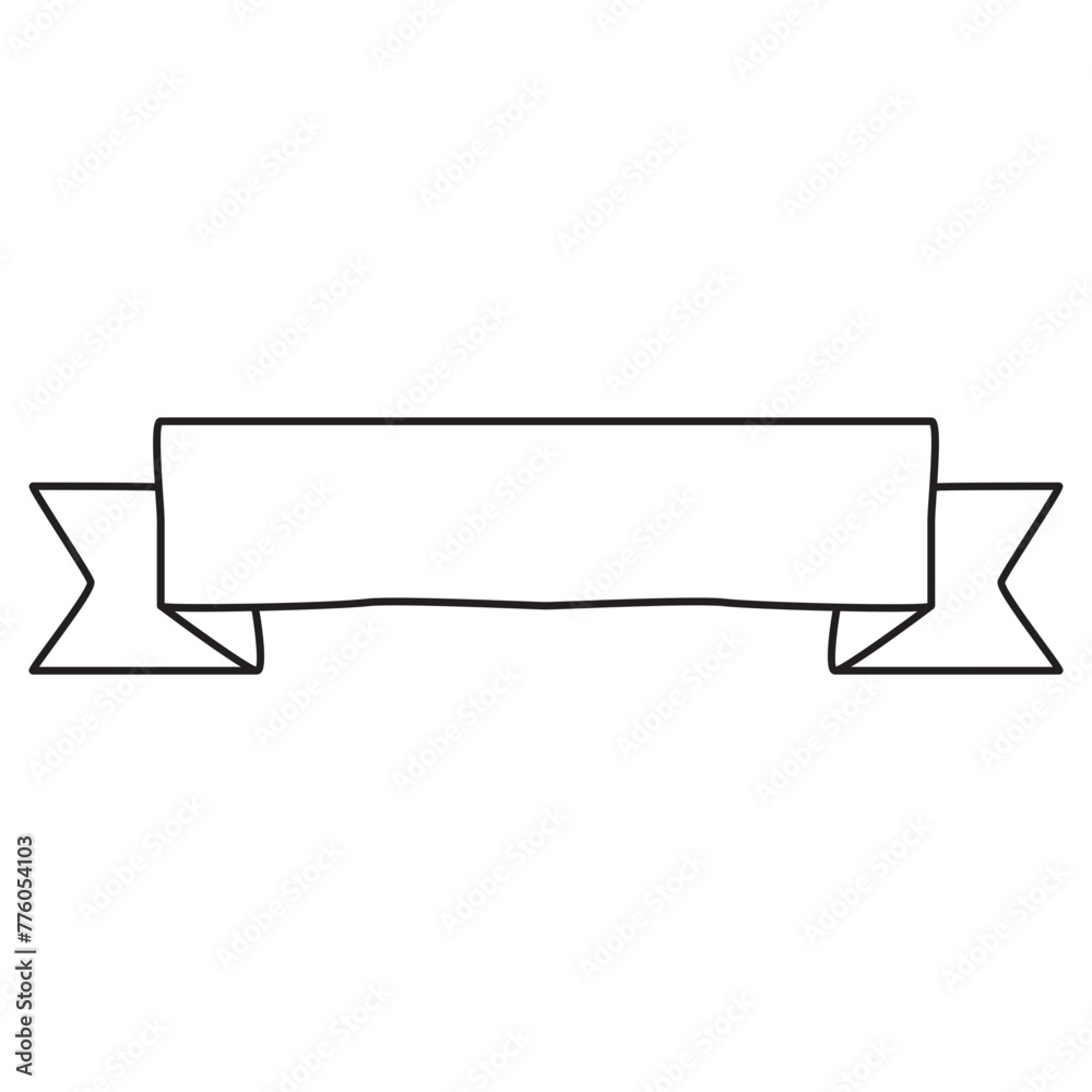 Elegant Ribbon Banner Line Art Vector Illustration Elegant Ribbon Banner Line Art Vector Illustration