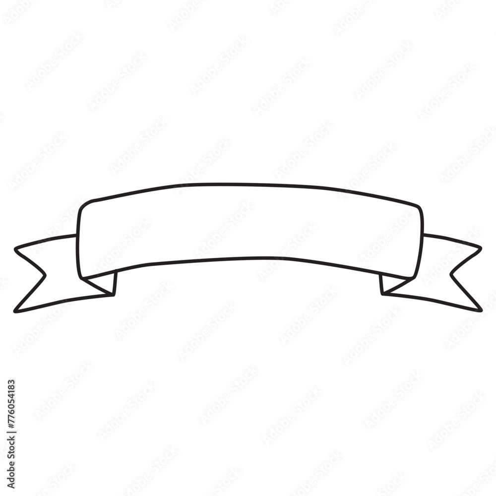 Elegant Ribbon Banner Line Art Vector Illustration Elegant Ribbon Banner Line Art Vector Illustration