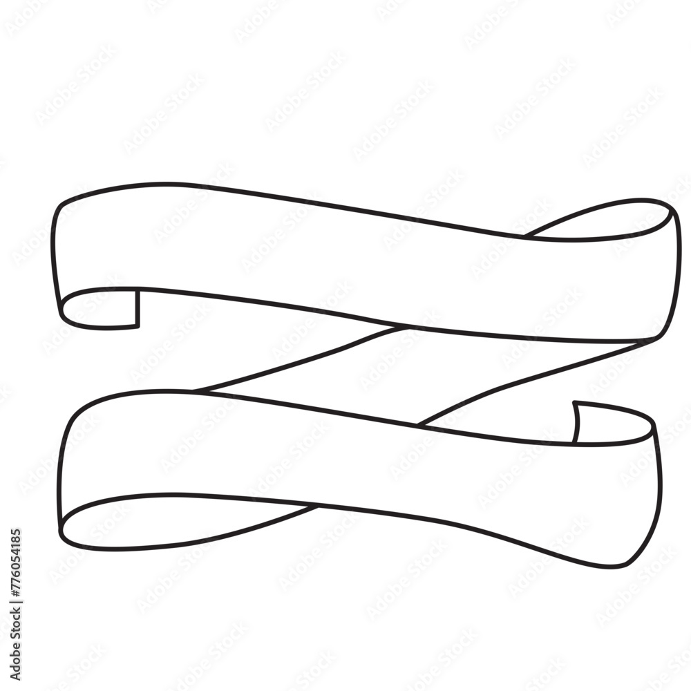 Elegant Ribbon Banner Line Art Vector Illustration Elegant Ribbon Banner Line Art Vector Illustration