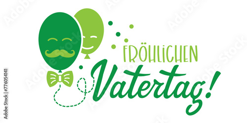 Fröhlichen Vatertag  - Grußkarte - Vektor Illustration mit deutschem Text - grün