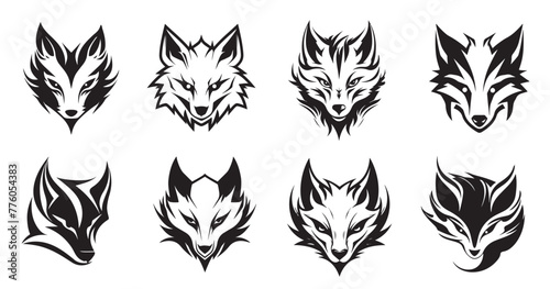 Set of Fox Gaming Mascot logo. for Gaming logo brands, for designs fox mascot logo collection. e sport logotype. Abstract illustration photo