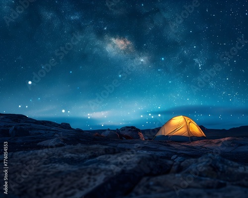 Starry Skies and Camping Adventure in a Remote Wilderness Landscape