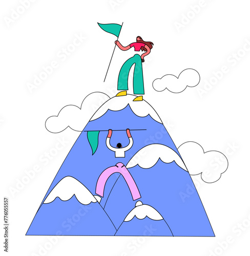 People climbing the mountain vector