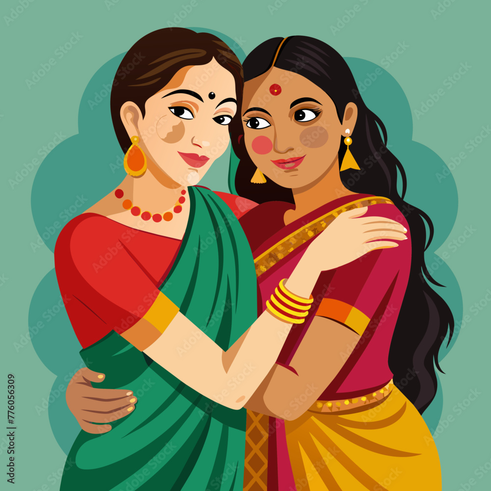 two-very-beautiful-indian-women-in-sarees-hug