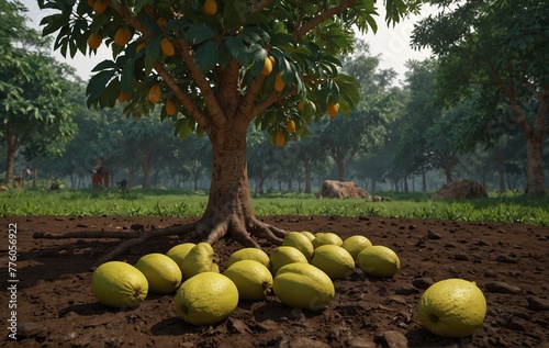 planting jackfruit trees to gain food , very realistic, 8k quality, hyper realistic, ultra realism photo