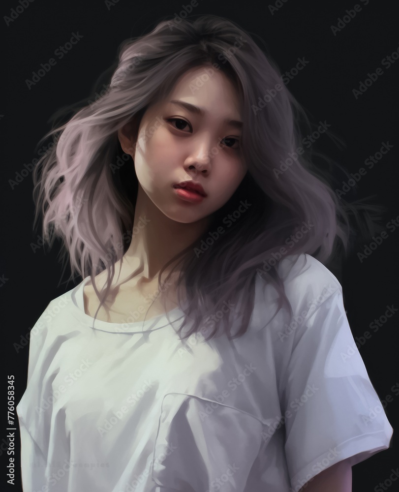A young Asian woman stands confidently in crisp white attire, her gaze meeting the camera with assurance and poise. A young Asian woman stands confidently in crisp white attire, her gaze meeting the camera with assurance and poise.