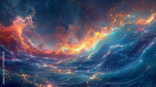 Dreamlike depiction of the Challenger Deep, with swirling colors and fantastical elements. © taelefoto