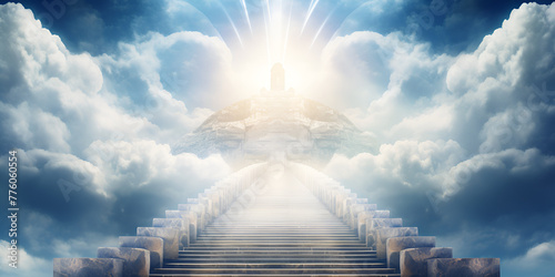 stairway to heaven in glory, gates of Paradise, meeting God, symbol of Christianity