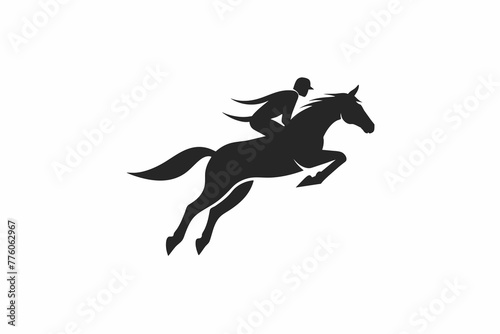 horse jumping logo  a horse and rider jumping silhouette black vector illustration