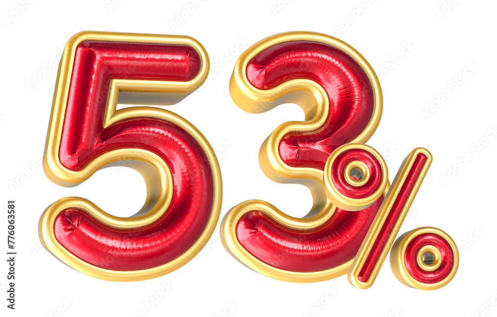 Fototapeta premium 3D Render Percentage number 53