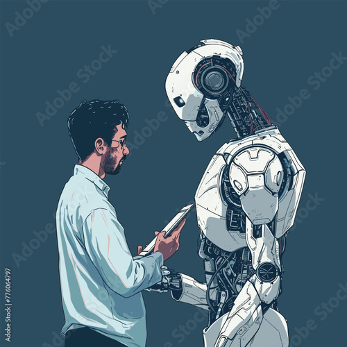 Digital sketch, human-AI interaction.
